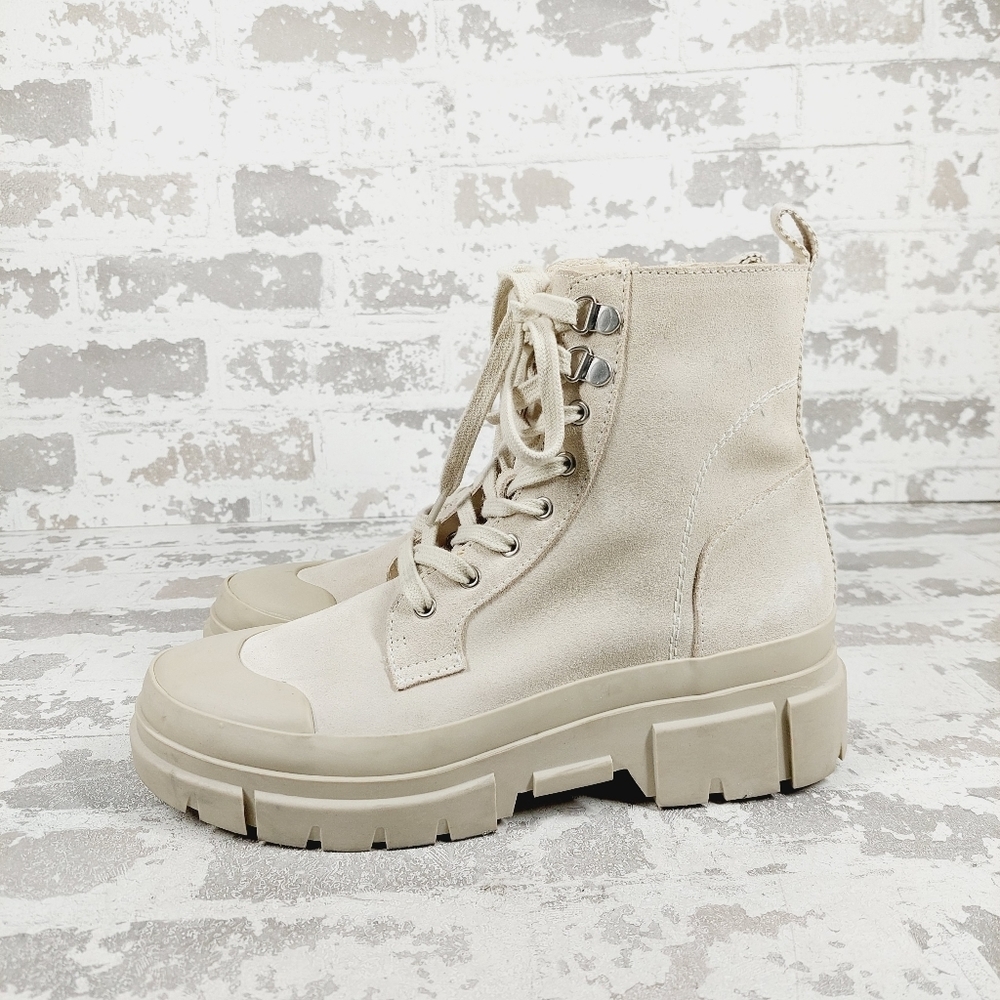 NEW Treasure & Bond Leather Lace-Up Neutral Shade Combat Lace Up Boots F830